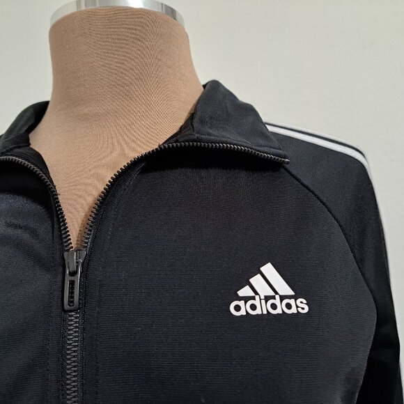 Adidas Women's Track Jacket 3S Long Sleeve Black/White Size M - Picture 4 of 10